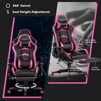 Costway Chaise de bureau gamer inclinable et pivotante avec repose-pieds de massage