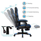 Costway Massage Gaming Chair Reclining Racing Computer Office Chair with Footrest White\ Black\Blue\Red