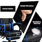 Costway Massage Gaming Chair Reclining Racing Computer Office Chair with Footrest White\ Black\Blue\Red