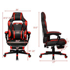 Costway Massage Gaming Chair Reclining Racing Computer Office Chair with Footrest White\ Black\Blue\Red