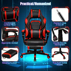 Costway Massage Gaming Chair Reclining Racing Computer Office Chair with Footrest White\ Black\Blue\Red