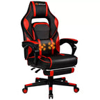 Costway Massage Gaming Chair Reclining Racing Computer Office Chair with Footrest White\ Black\Blue\Red