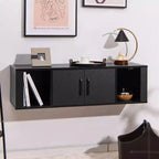 Meuble TV mural Costway avec 2 portes et 2 niches de rangement