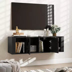 Meuble TV mural Costway avec 2 portes et 2 niches de rangement
