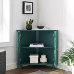 2 Door Corner Accent Cabinet with Fretwork Doors - Saracina Home