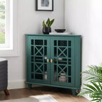 2 Door Corner Accent Cabinet with Fretwork Doors - Saracina Home