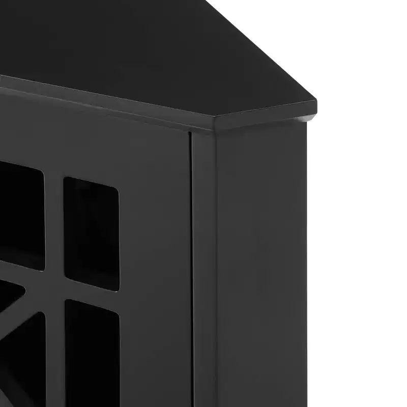 2 Door Corner Accent Cabinet with Fretwork Doors - Saracina Home