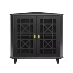 2 Door Corner Accent Cabinet with Fretwork Doors - Saracina Home
