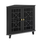 2 Door Corner Accent Cabinet with Fretwork Doors - Saracina Home
