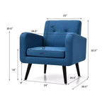 Costway Fauteuil d'appoint du milieu du siècle, fauteuil en tissu, canapé individuel avec pieds en bois d'hévéa Bleu/Gris