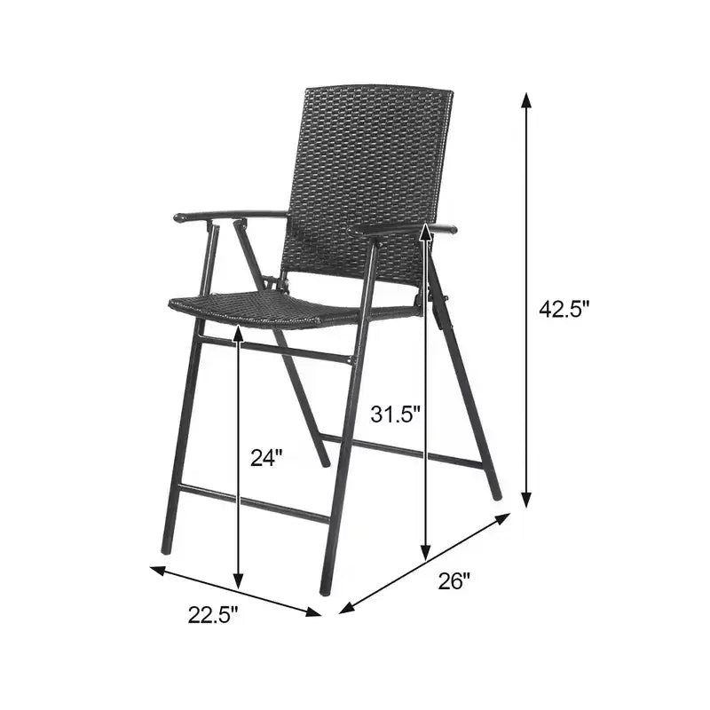 Tabouret de bar pliant Costway 4 pièces en rotin osier, mobilier intérieur et extérieur, marron