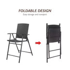 Tabouret de bar pliant Costway 4 pièces en rotin osier, mobilier intérieur et extérieur, marron