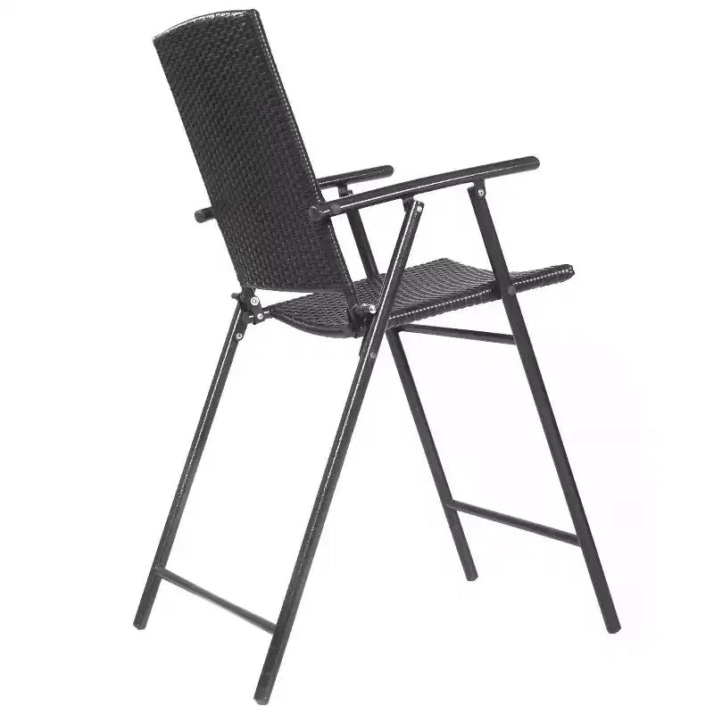 Tabouret de bar pliant Costway 4 pièces en rotin osier, mobilier intérieur et extérieur, marron