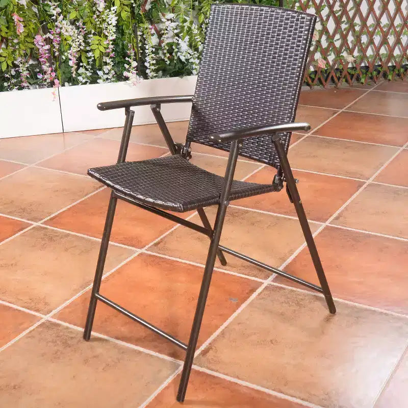 Tabouret de bar pliant Costway 4 pièces en rotin osier, mobilier intérieur et extérieur, marron