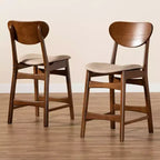 Lot de 2 tabourets de bar hauteur comptoir en tissu et bois Katya - Baxton Studio