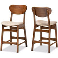 2pc Katya Fabric Upholstered and Wood Counter Height Barstool Set - Baxton Studio