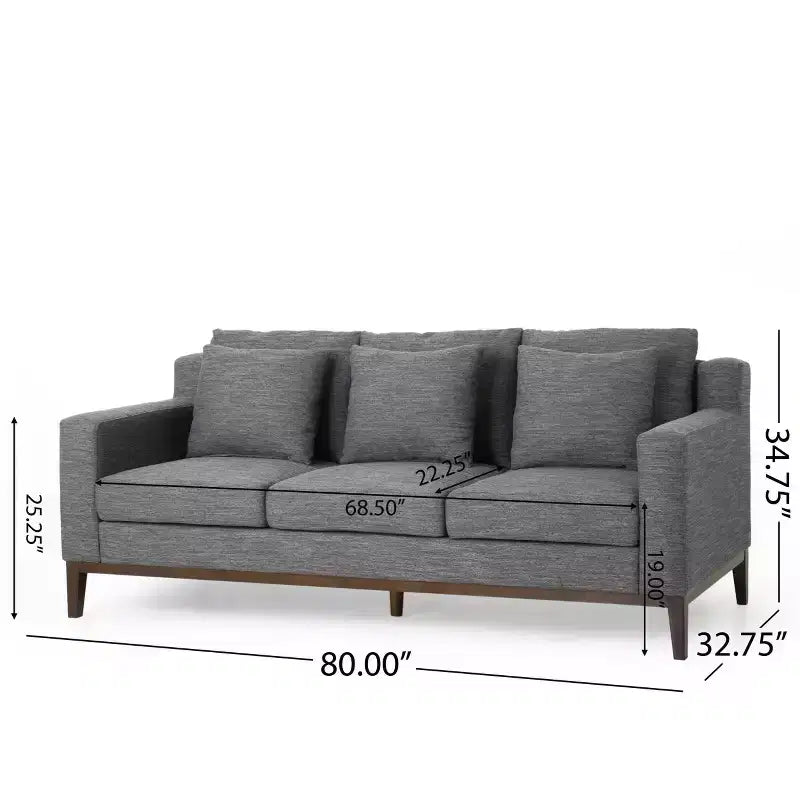 Elliston Contemporary Fabric 3 Seater Sofa with Accent Pillows - Christopher Knight Home