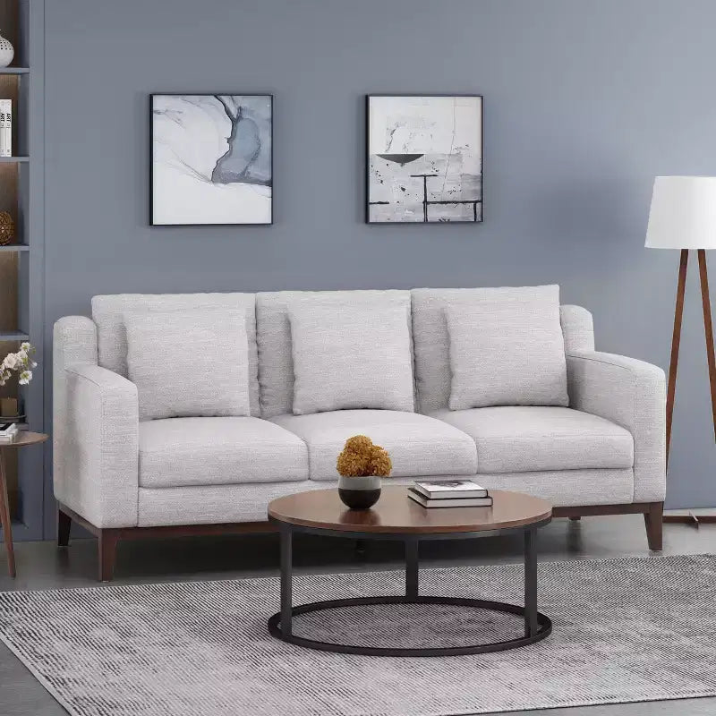 Elliston Contemporary Fabric 3 Seater Sofa with Accent Pillows - Christopher Knight Home