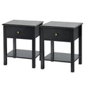 Costway 2PCS Nightstand Drawer Shelf Storage Display Black
