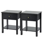 Costway 2PCS Nightstand Drawer Shelf Storage Display Black