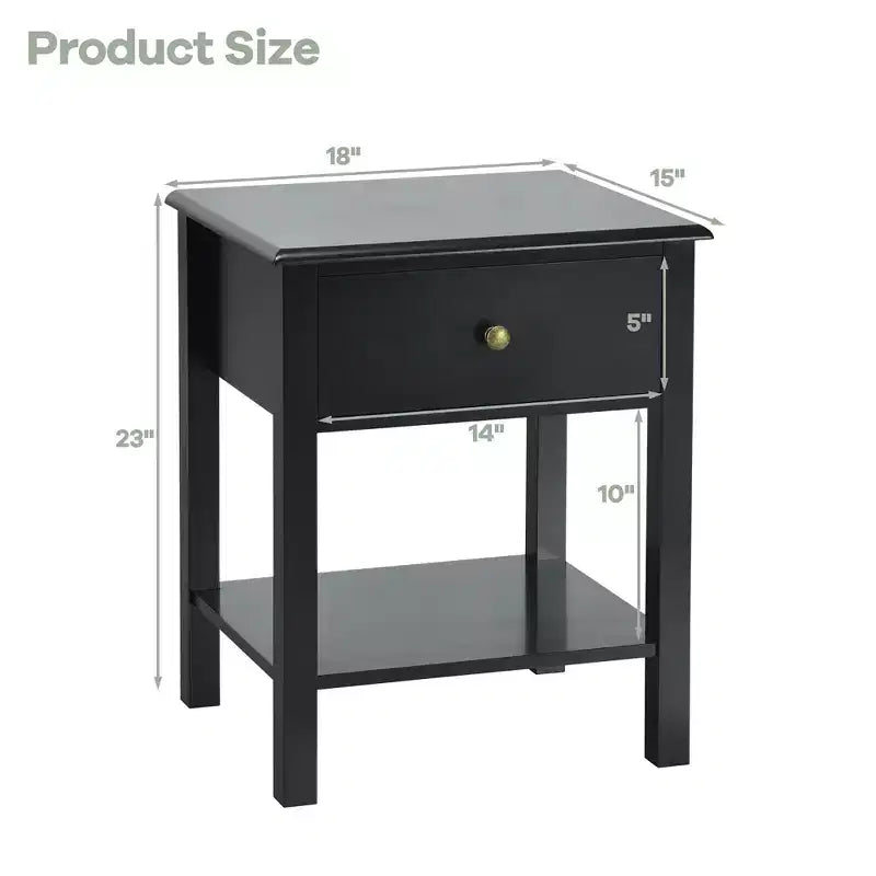 Costway Lot de 2 tables de chevet avec tiroir, étagère de rangement et présentoir, Noir