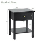 Costway Lot de 2 tables de chevet avec tiroir, étagère de rangement et présentoir, Noir