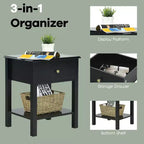 Costway Lot de 2 tables de chevet avec tiroir, étagère de rangement et présentoir, Noir