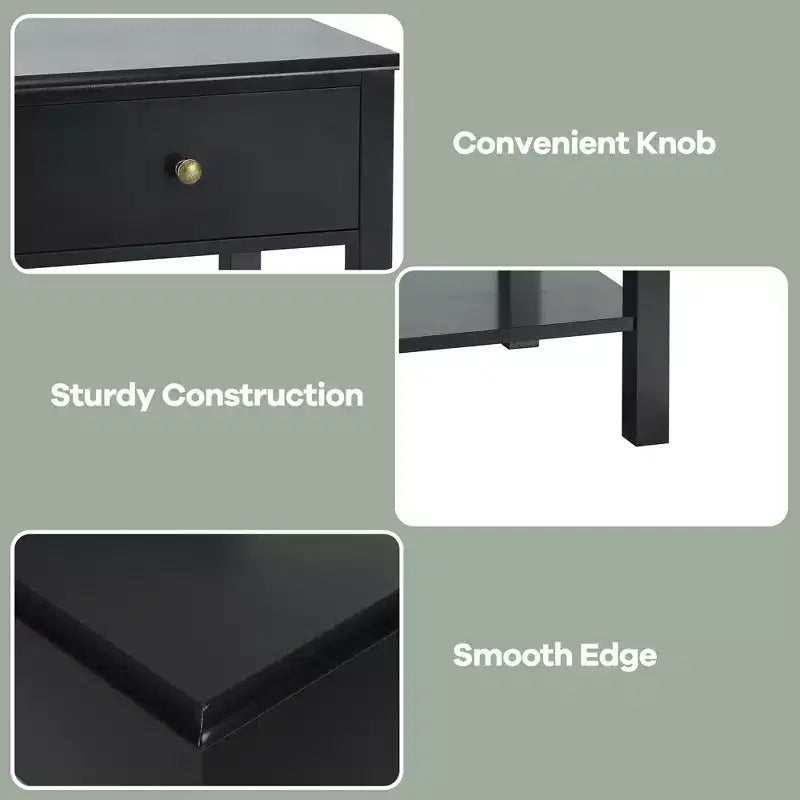 Costway Lot de 2 tables de chevet avec tiroir, étagère de rangement et présentoir, Noir