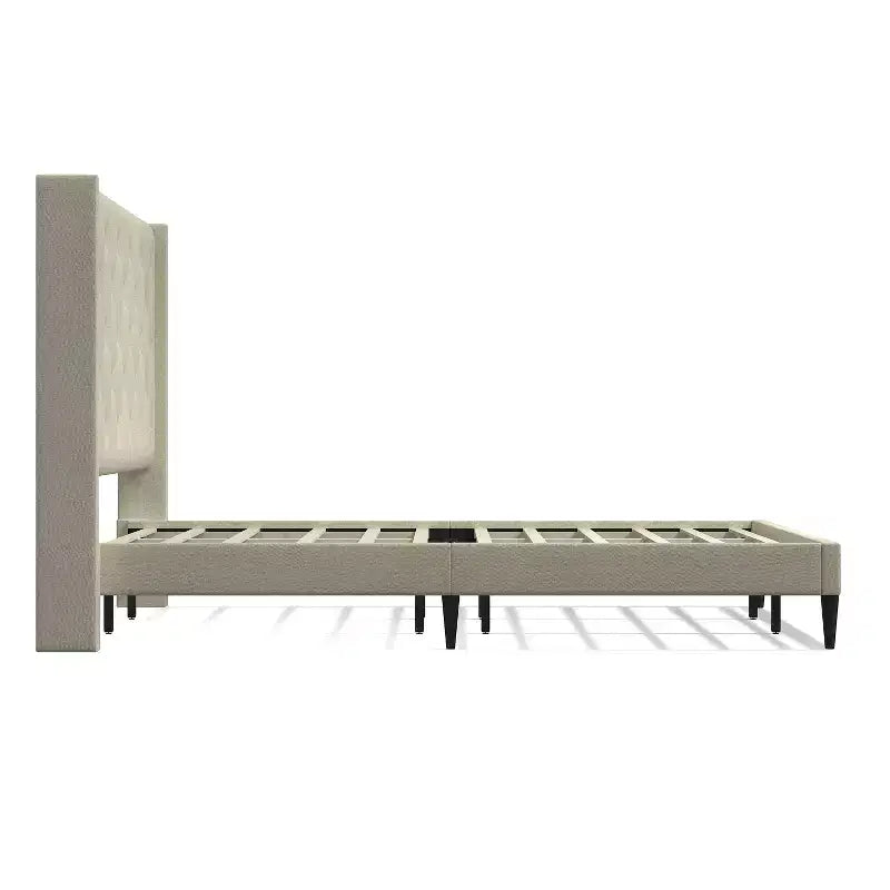 Cadre de lit plateforme rembourré Huppe Glenwillow Home, tête de lit à oreilles capitonnée style moderne du milieu du siècle, sommier, aucun sommier tapissier requis, assemblage facile