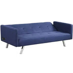Costway Convertible Futon Sofa Bed Folding Recliner w/USB Ports&Power Strip Grey\Blue