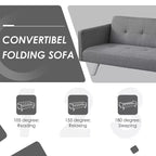 Costway Convertible Futon Sofa Bed Folding Recliner w/USB Ports&Power Strip Grey\Blue