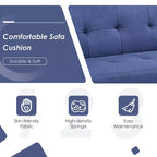 Costway Convertible Futon Sofa Bed Folding Recliner w/USB Ports&Power Strip Grey\Blue