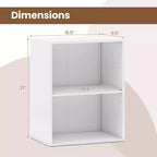 Costway 2PCS 2 Tier Open Shelf Night Stand End Table Sofa Side Storage Display White