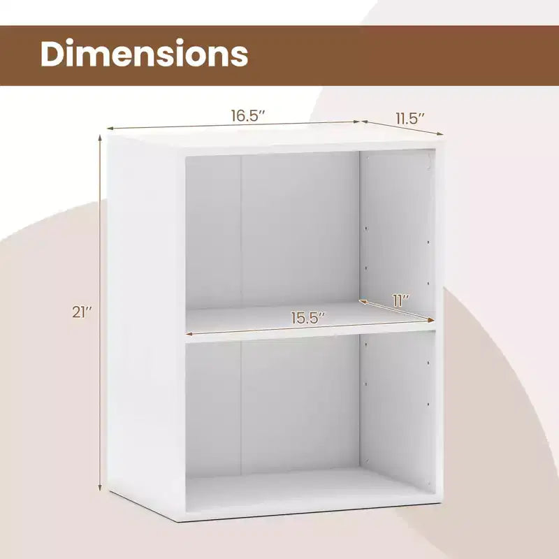 Costway 2PCS 2 Tier Open Shelf Night Stand End Table Sofa Side Storage Display White