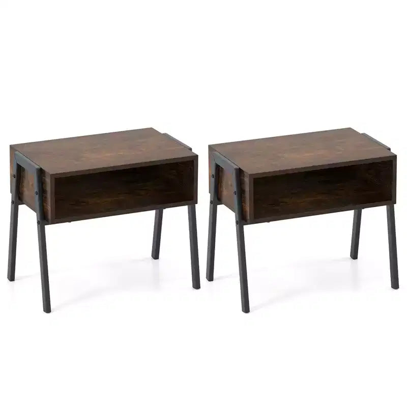 Costway Nightstand Set of 2 Stackable End Tables with Storage Compartment