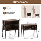Costway Nightstand Set of 2 Stackable End Tables with Storage Compartment