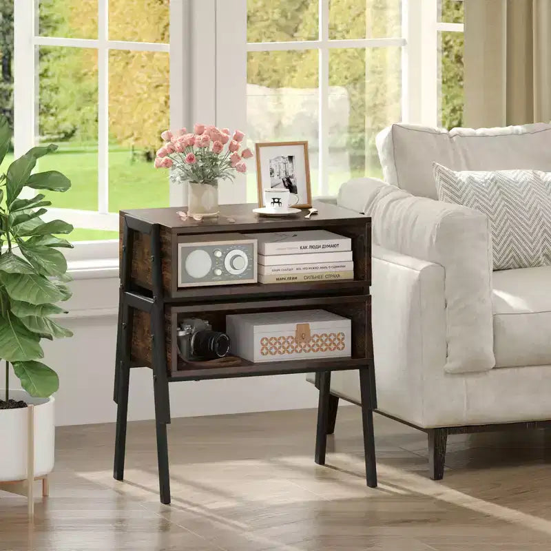 Costway Nightstand Set of 2 Stackable End Tables with Storage Compartment