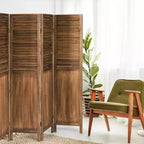 Costway 4 Panel Folding Privacy Room Divider Screen Home Furniture 5.6 Ft Tall Brown
