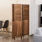 Costway 4 Panel Folding Privacy Room Divider Screen Home Furniture 5.6 Ft Tall Brown
