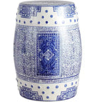 JONATHAN Y Acanthus 17.8 Chinoiserie Ceramic Drum Garden Stool/Accent Table, Blue/White