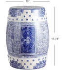 JONATHAN Y Acanthus 17.8 Tabouret de jardin/Table d'appoint en céramique chinoise de forme tambour, bleu/blanc