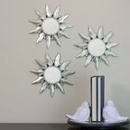 Northlight Ensemble de 3 miroirs ronds Mayan Sunburst argent mat 9,5 po