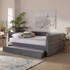 Lit de repos capitonné en velours Larkin avec lit gigogne - Baxton Studio