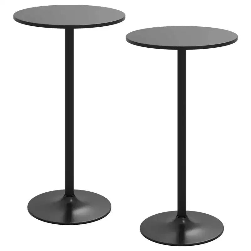 Costway Set of 2 Round Pub Table 24 Bistro Bar Height Cocktail Table w/Metal Base Black