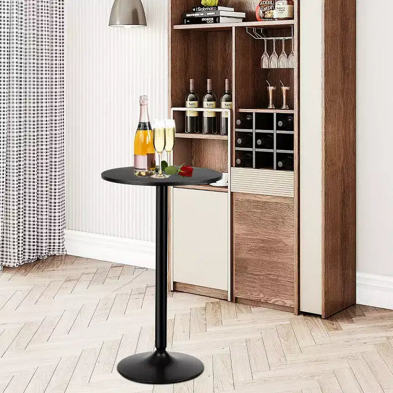 Costway Ensemble de 2 Tables Hautes Rondes de Bar 24" Bistro Table de Cocktail avec Base en Métal Noir