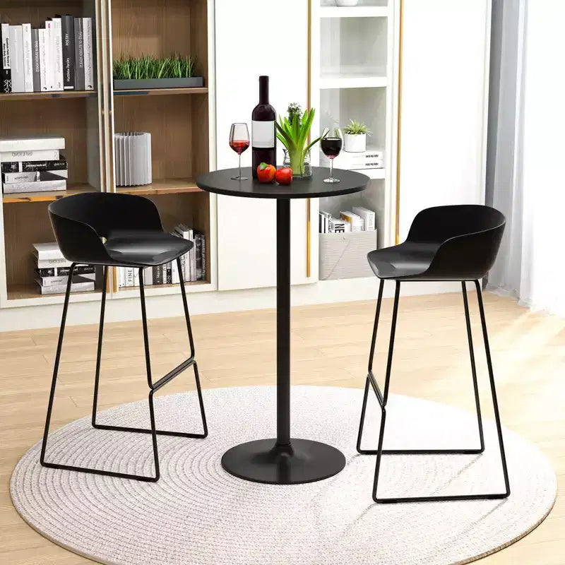 Costway Ensemble de 2 Tables Hautes Rondes de Bar 24" Bistro Table de Cocktail avec Base en Métal Noir