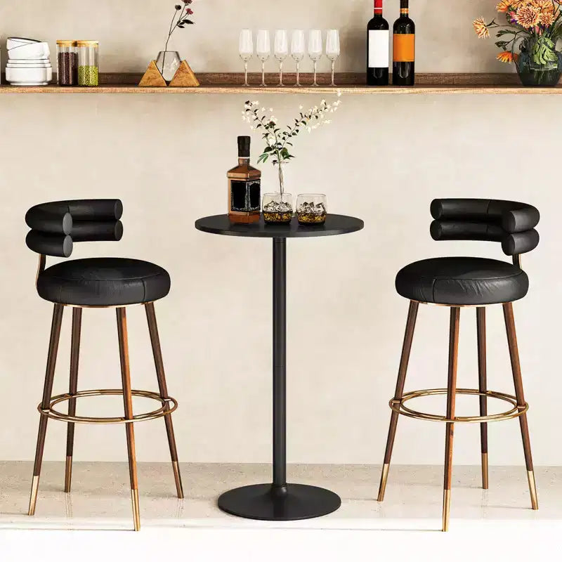 Costway Ensemble de 2 Tables Hautes Rondes de Bar 24" Bistro Table de Cocktail avec Base en Métal Noir