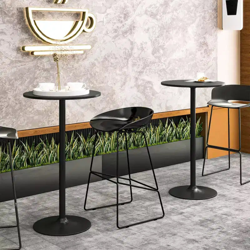 Costway Ensemble de 2 Tables Hautes Rondes de Bar 24" Bistro Table de Cocktail avec Base en Métal Noir