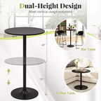 Costway Ensemble de 2 Tables Hautes Rondes de Bar 24" Bistro Table de Cocktail avec Base en Métal Noir