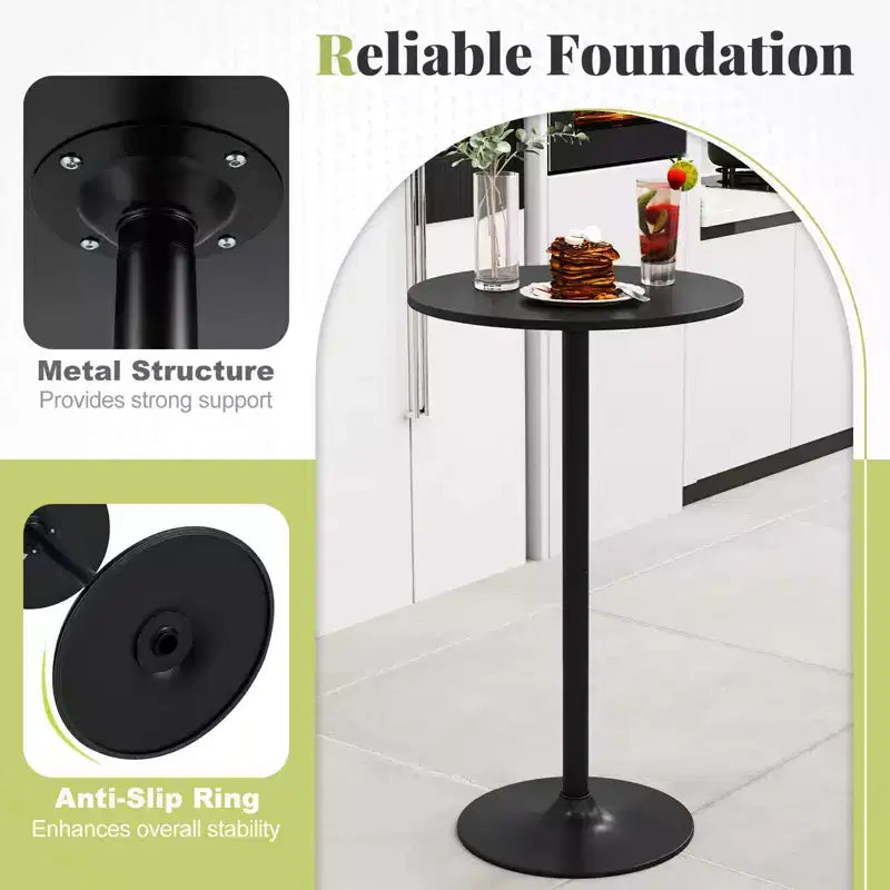 Costway Ensemble de 2 Tables Hautes Rondes de Bar 24" Bistro Table de Cocktail avec Base en Métal Noir